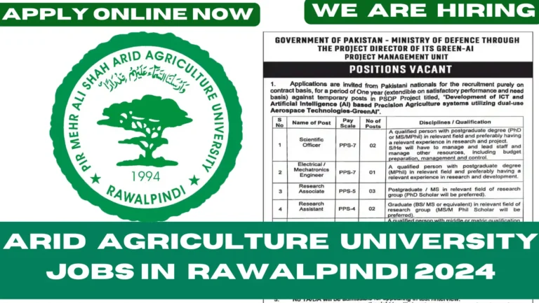 ARID AGRICULTURE UNIVERSITY JOBS